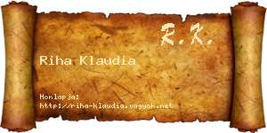 Riha Klaudia névjegykártya